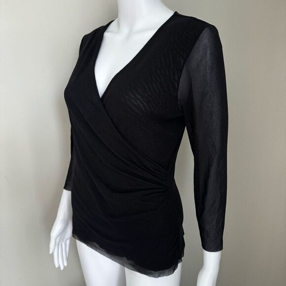 Johnny Heaven Black Mesh Overlay Top Size L - Picture 2 of 7